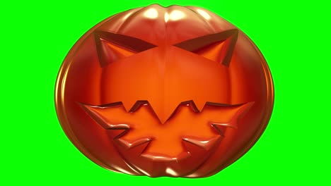 moverse cabeza de calabaza de halloween con expresión en naranja en la pantalla verde