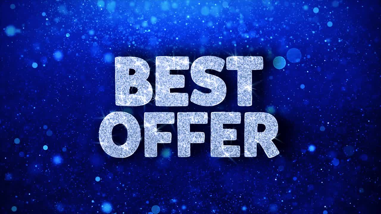 Best offer blue text greetings card abstract blinking sparkle glitter particle looped background