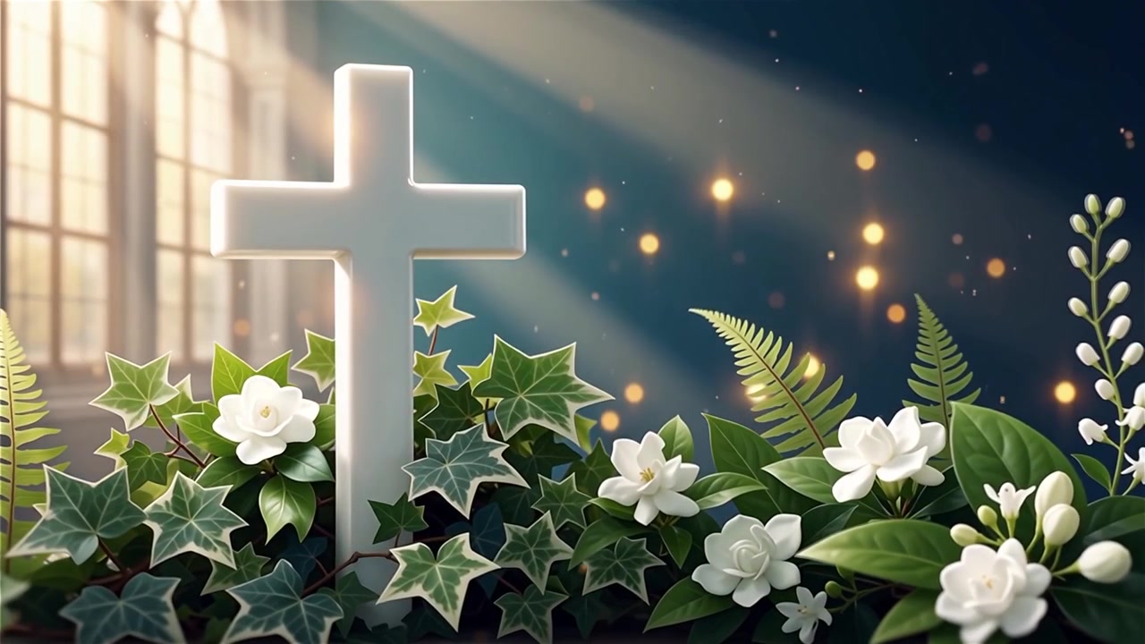 Cruz Cristiana con Luz Celestial, Fondo para Adoración.