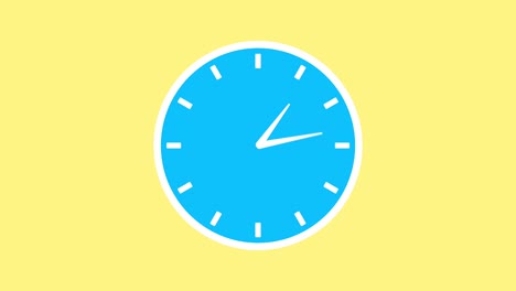 blue round clock with rotating animated arrows on yellow background