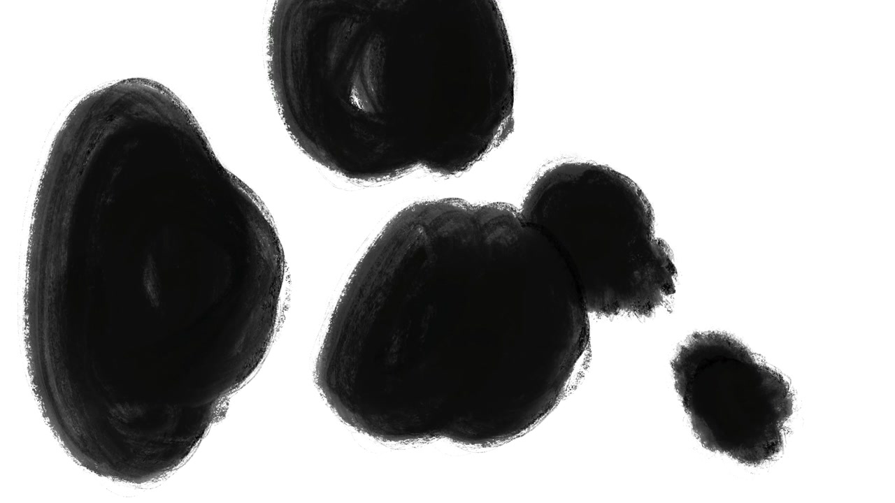 Macchie di inchiostro nero che si espandono su sfondo bianco