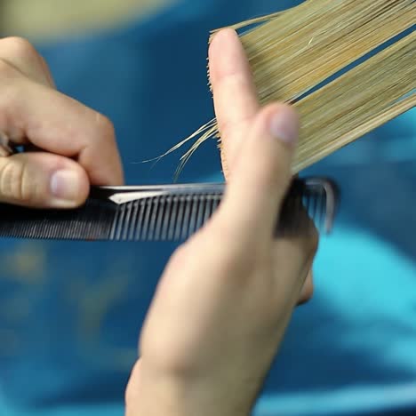 el estilista se muere el cabello.