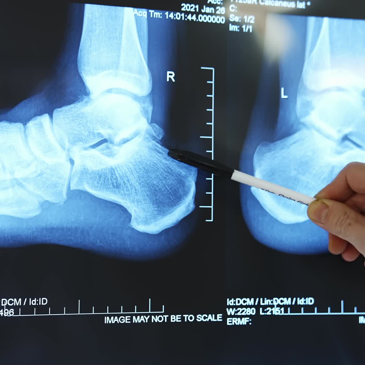 Doctor looking at foot x-ray