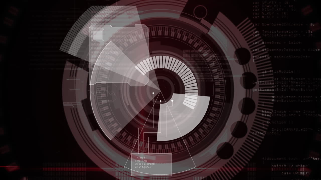 범위 스캐닝과 데이터 처리 및 검은 바탕에 스피닝의 nimation