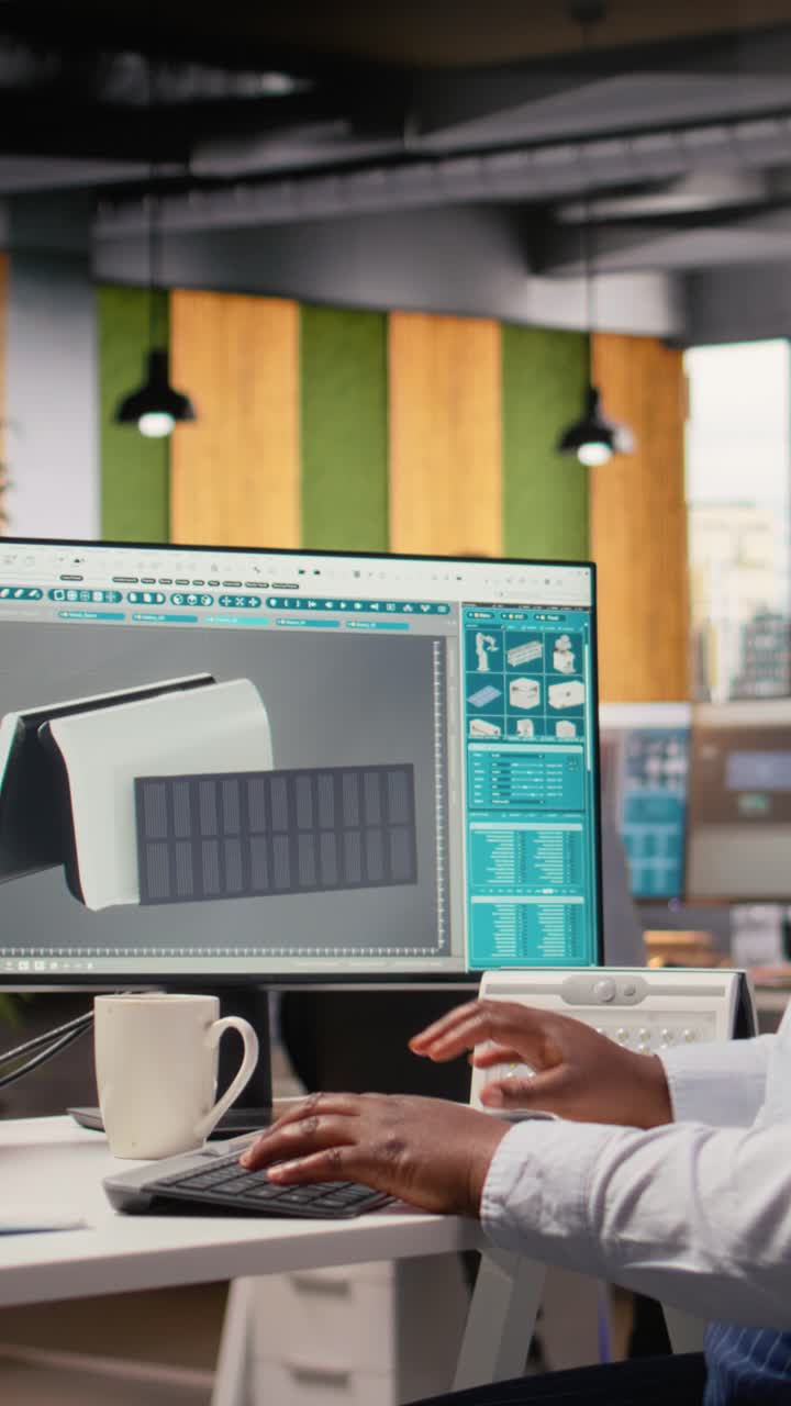 Engineer in office develops innovative solar device with advanced materials