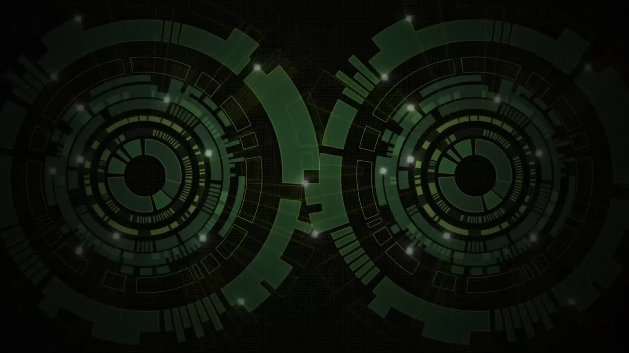 Animation of glowing green triangles over scopes scanning