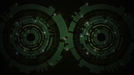 animation of glowing green triangles over scopes scanning