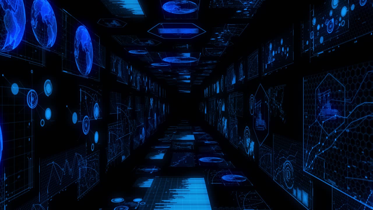 Abstract digital data technology Tunnel background,network science tech line connection concept, cyber space communication modern innovation background,vector art and illustration, graphs stock video