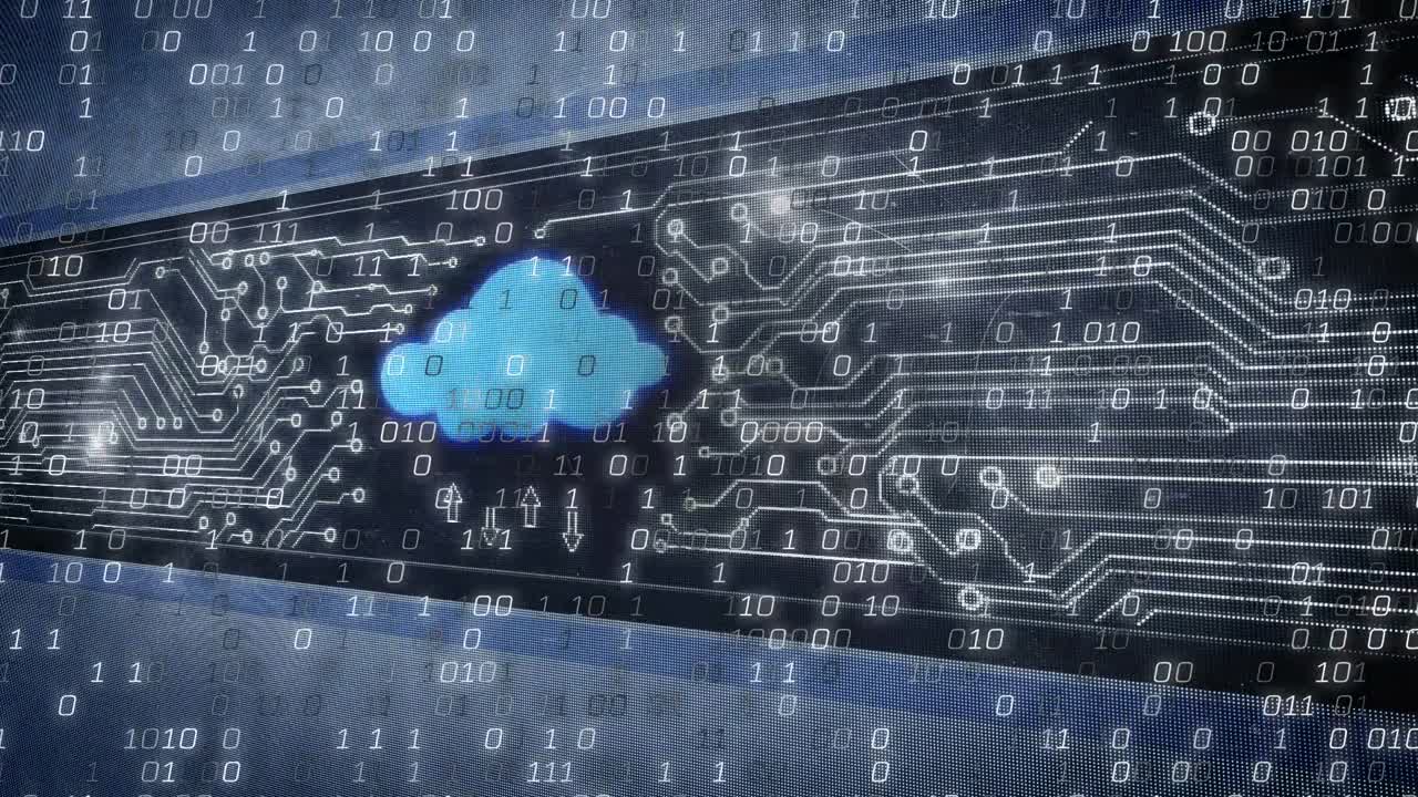 animación del procesamiento de datos sobre un fondo negro