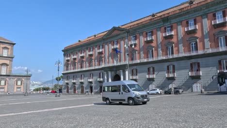 view of royal palace and statue in naples