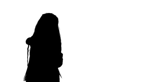 silhouette happy smiling girl holding gift box track matte