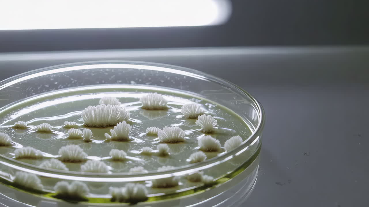 crecimiento de hongos en placa de petri