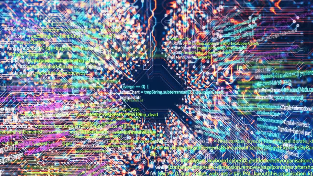 animación del procesamiento de datos sobre fondo azul