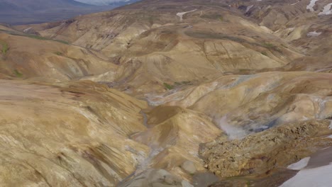 rhyolite surface terrain in volcanic area called kerlingarfjoll, aerial