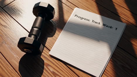 dumbbell and progress tracker