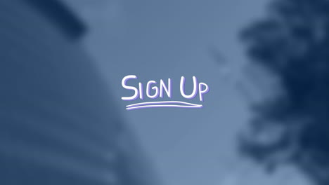 animación del texto de la señal sobre el paisaje urbano