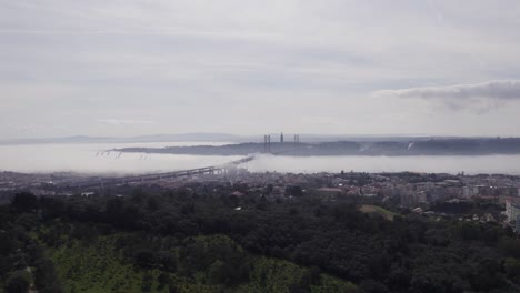 Aerial-view-of-Lisbon,-Portugal-from-Monsanto-Forest-Park