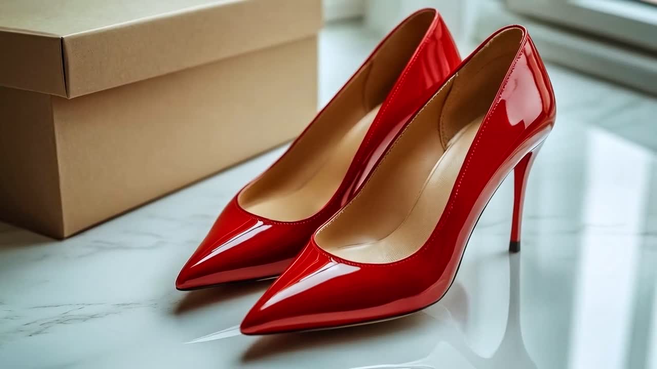 Paio di Décolleté Rosse in Vernice con Scatola di Scarpe