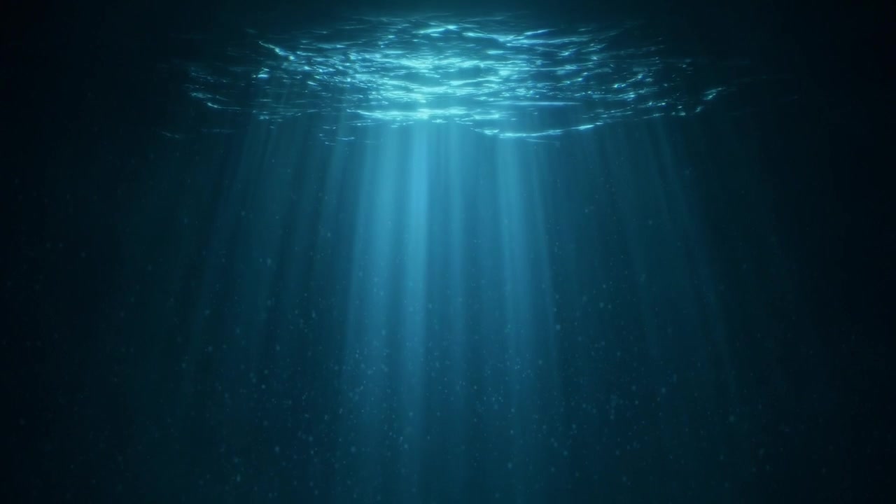 Serene Underwater Scene with Light Rays and Rippling Surface