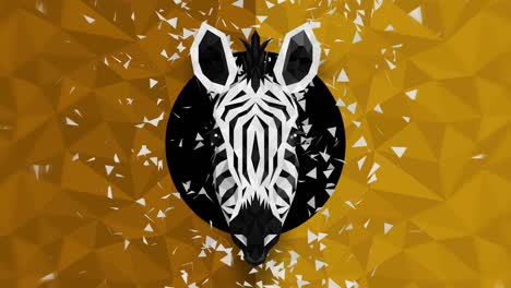 polygonal zebra background. animal head. low polygon loop animation. geometric wildlife. polygonal animal portrait.