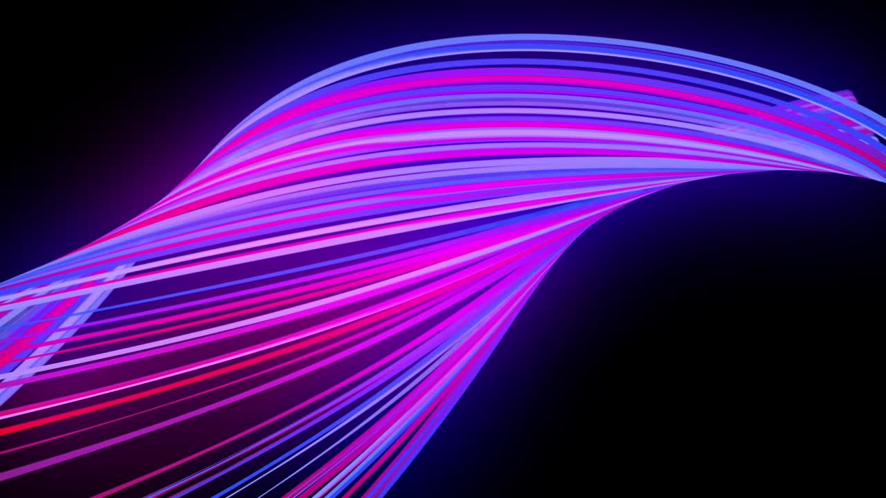 4k에서 빛의 흐름: 빛의 흔적과 함께 추상적인 루프 된 배경, 공간에서 빨간 파란 네온 선의 흐름은 루프 된 나선형 모양을 형성하기 위해 움직입니다.