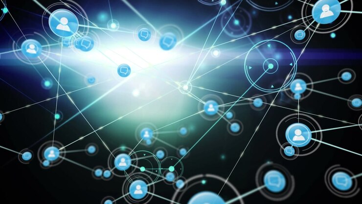 Animation of networks of connections with icons over network of connections