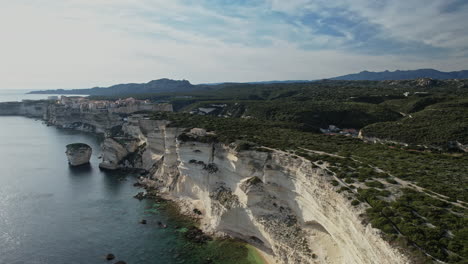 aerial view of coast and cliffs in corsica, france