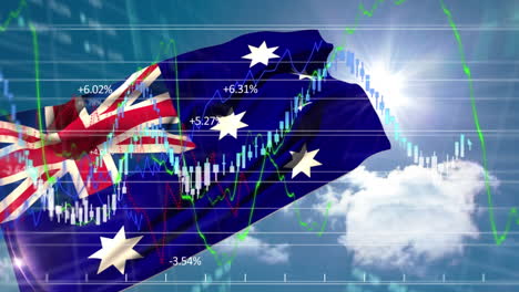 australian flag against clouds