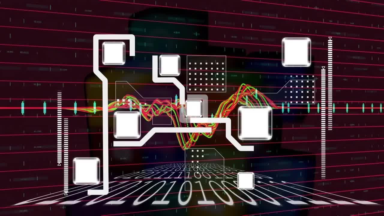 디지털 인터페이스와 데이터 처리의 애니메이션