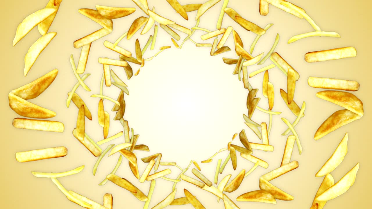 낙하 김과 감자 채소 배경, 알파 채널, 루프