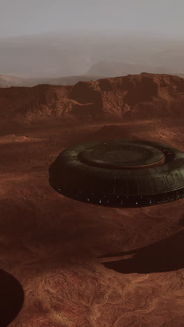 a spaceship lands on the surface of mars