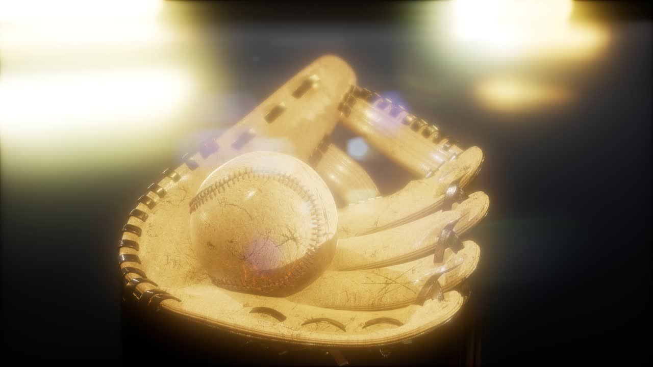 어두운 배경에 야구와 손잡이