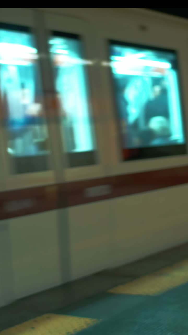 A train passing by at night