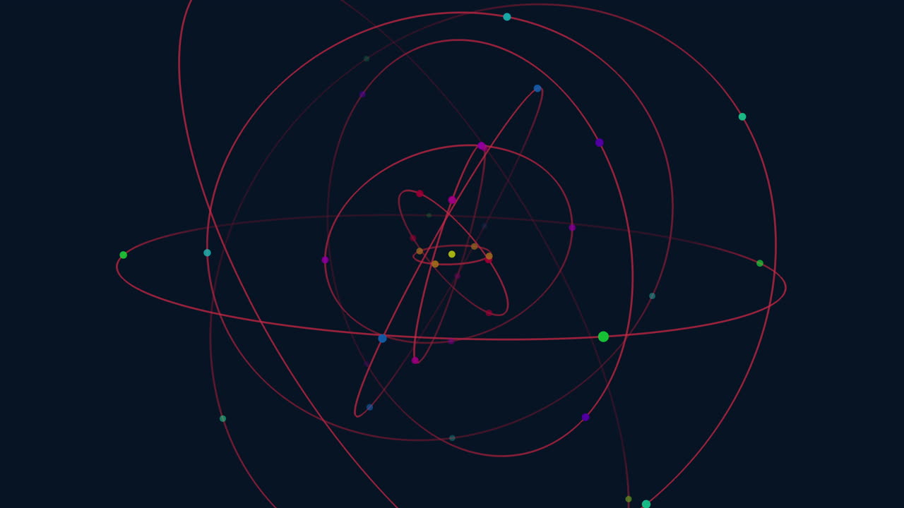 Colorful circular pattern dots connected by lines in various hues