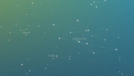 animación de la red de conexiones con números sobre fondo azul