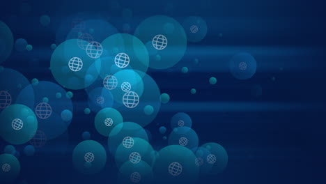 flying social globe icons pattern network on blue gradient