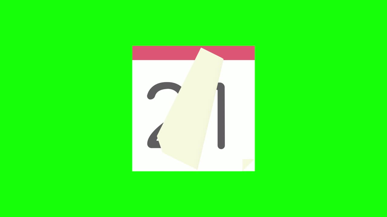 Animazione in loop di un calendario giornaliero semplice e carino con sfondo verde