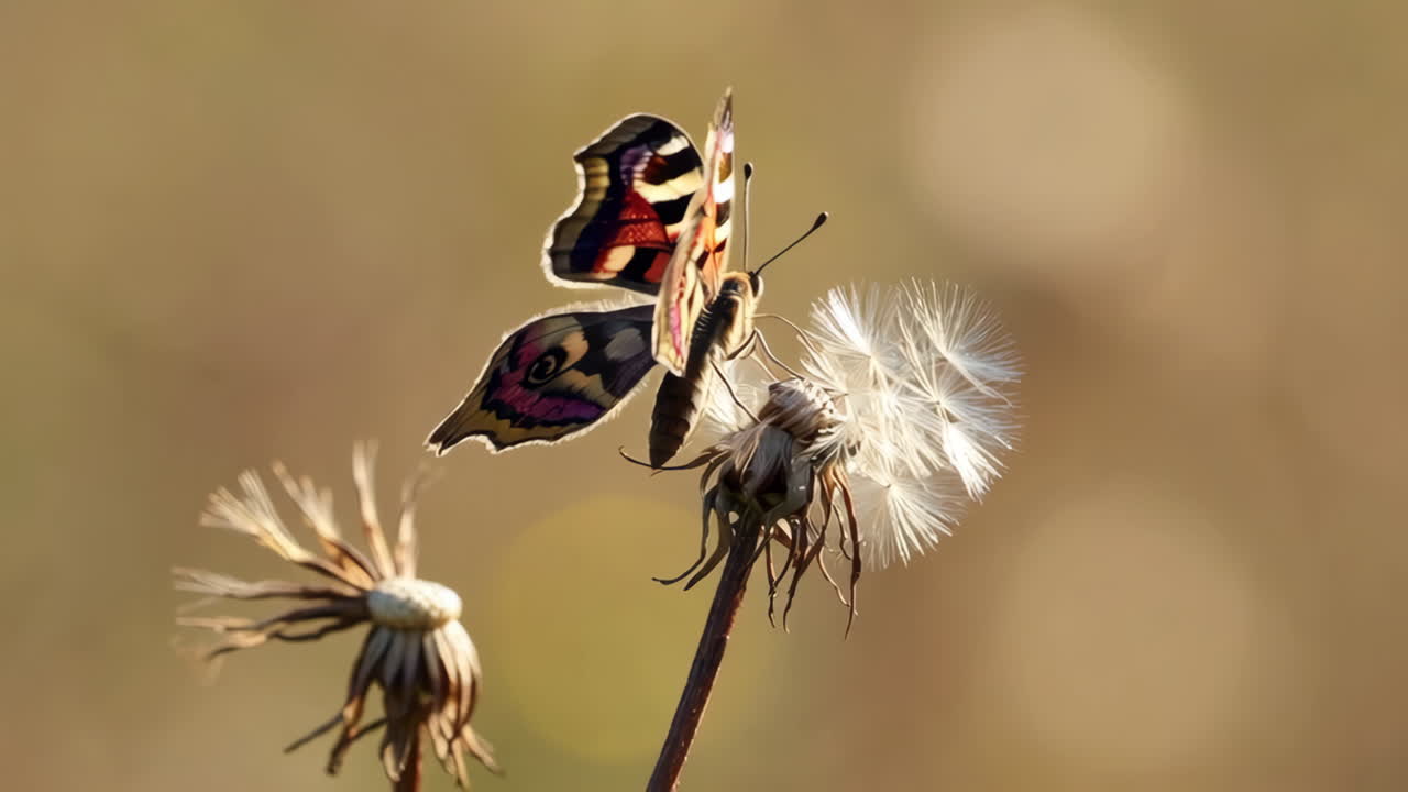 Butterfly on a Dandelion Seed Head