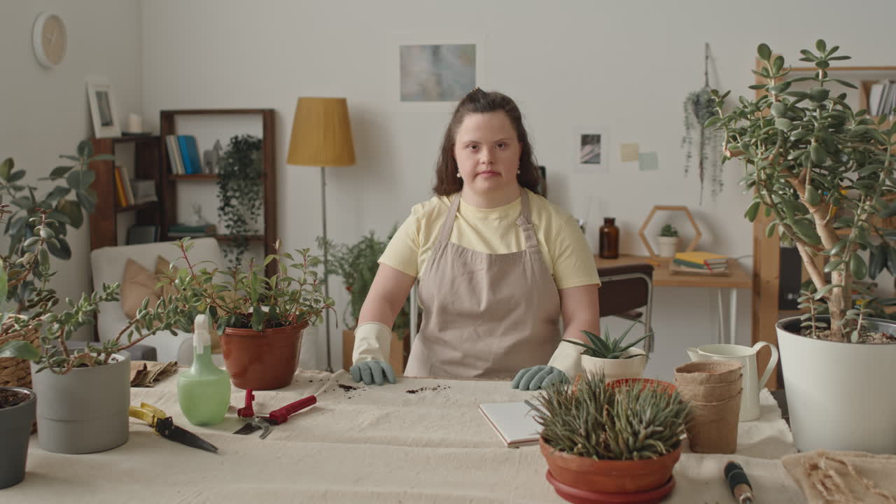 Woman with Down Syndrome Gardening