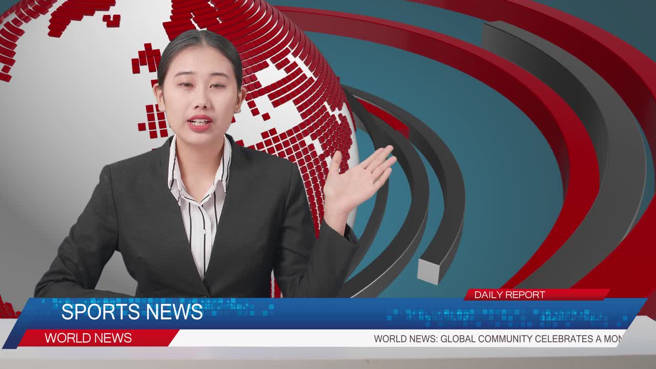News Studio Broadcast with Woman Presenter