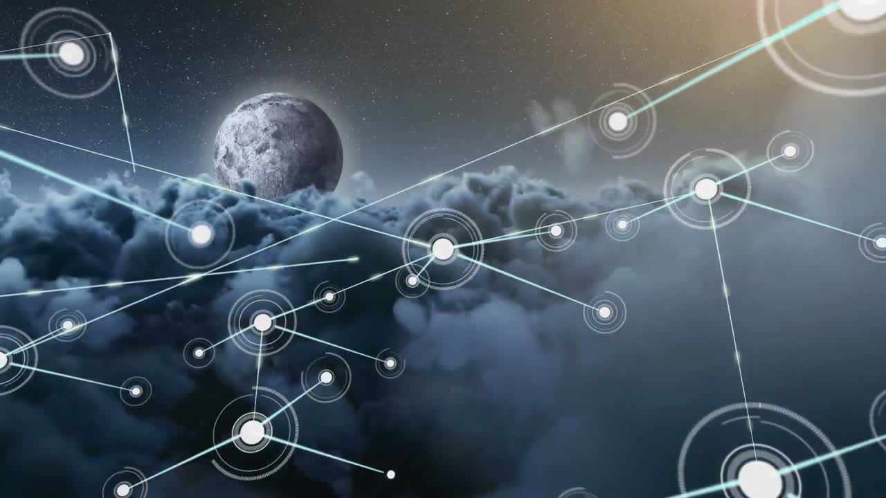 Connectors moving in sky in clouds