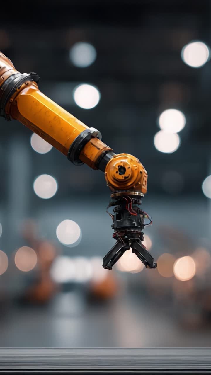 A Close-Up Perspective on an Advanced Robotic Arm in a Dynamic Industrial Setting, Showcasing Its Precision and Technological Innovations in Automation and Manufacturing