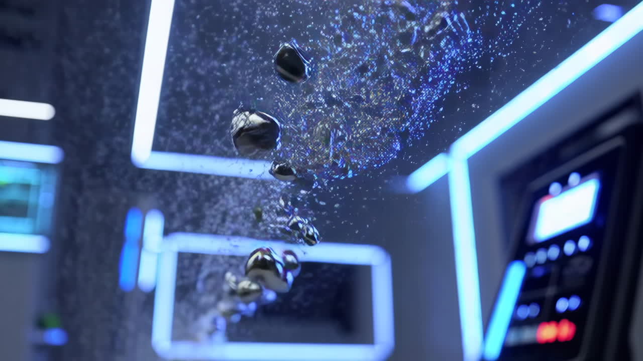 Liquid Metal Experiment in Futuristic Laboratory