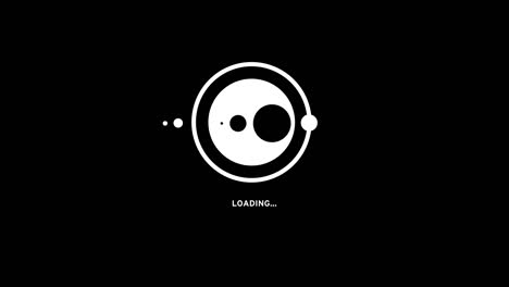 loading icon animation on black background - endless loop - white circles and lines moving and rotating