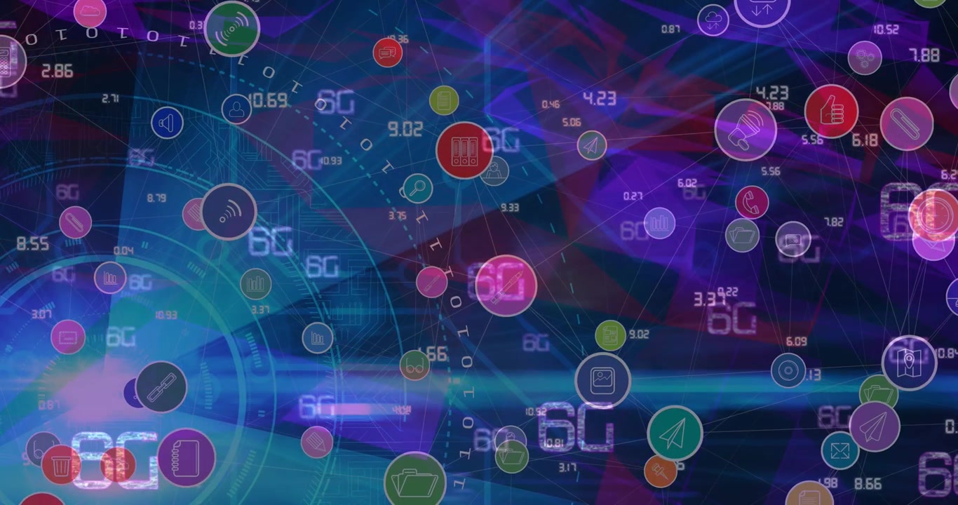 Multiple 6 texts and network of connections against plexus networks on blue background