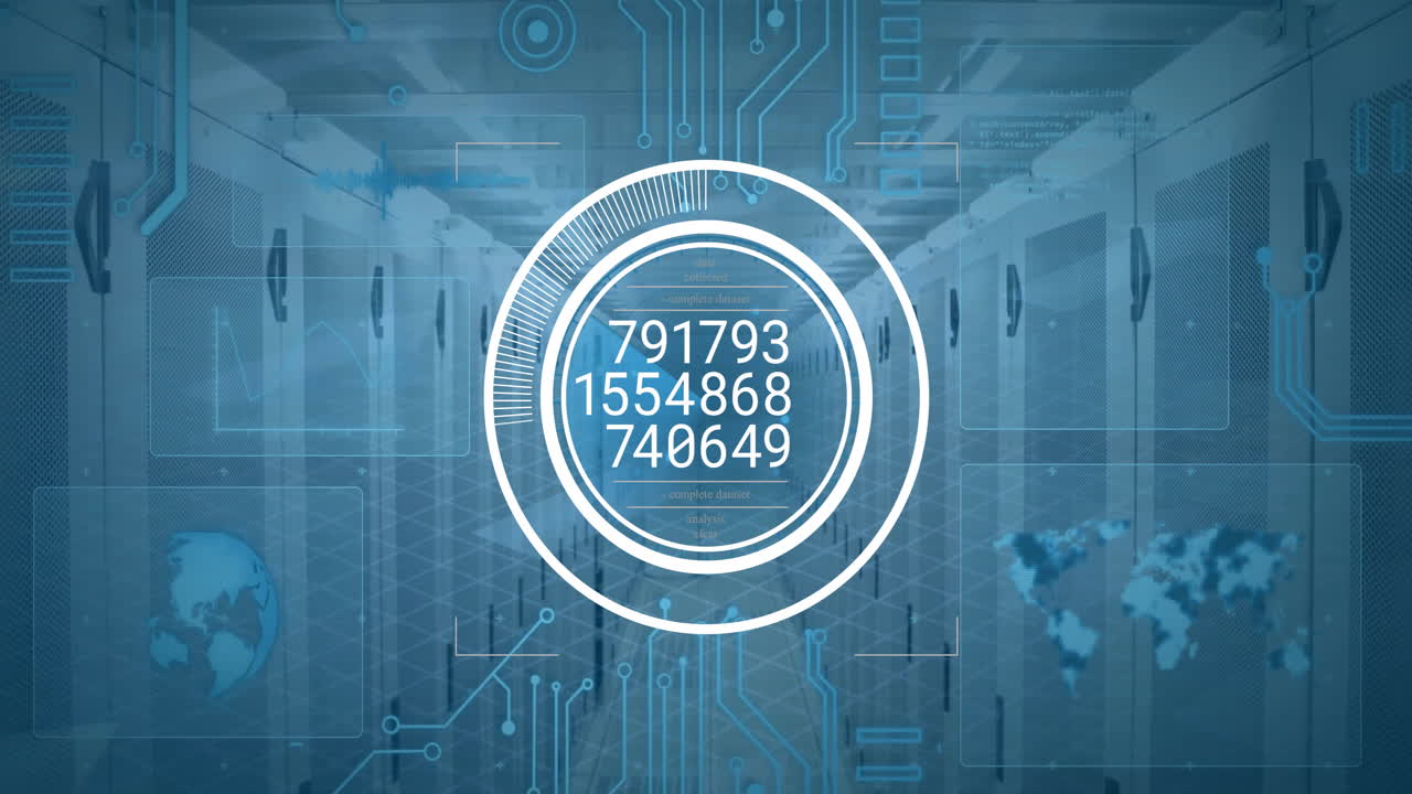 컴퓨터 서버를 통해 데이터 처리의 애니메이션