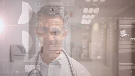 animación de las estadísticas y el procesamiento de datos sobre el médico masculino