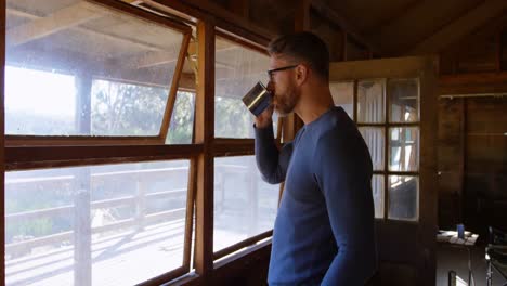 man having coffee at home 4k