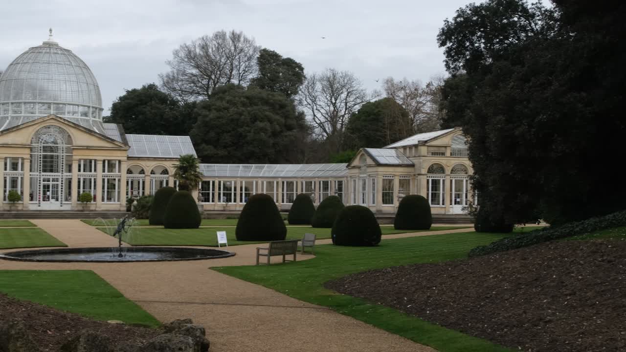 Wide shot of the beautiful Syon Park Conservatory in central London.