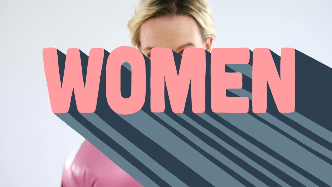 animazione di una donna con un testo su una donna che indossa guanti da boxe